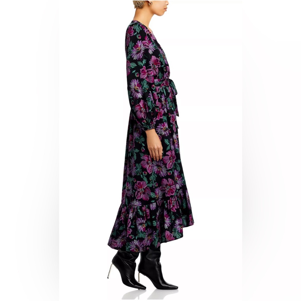 AQUA Long Sleeved V-Neck Fit & Flare Floral Wrap Maxi Dress Size Medium $118 - Picture 15 of 15